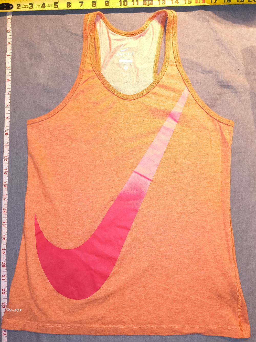Nike Orange Racerback Tank with Pink Swoosh